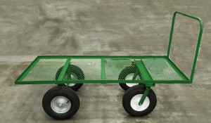 A green push cart